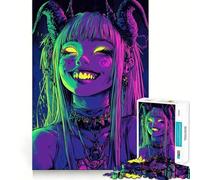 Puzzle Neon Demon Girl pour Adolescents, 1000 pièces, pour stimuler la mémoire, se détendre et s'amuser Un Cadeau Exquis (50x75cm)