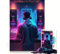 Puzzle Neon DJ 1000 pièces pour Adultes, Jeu d'exercice Mental, Moment de détente, Design à Assembler, Cadeau créatif (38x26cm)
