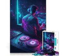 Puzzle Neon DJ Hard pour Adultes, 1000 pièces, pour développer Ses capacités cérébrales, Jouer Ensemble et s'amuser (50x75cm) Cadeau créatif et Amusant