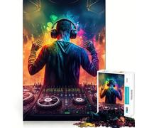 Puzzle Neon DJ pour Adultes 1000 pièces, Jeu de logique et d'adresse, Anti-Stress, découpe précise, Cadeau précieux (50x75cm)