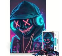 Puzzle Neon DJ pour Adultes 1000 pièces, Jeu de logique et d'adresse, Anti-Stress, découpe précise, Cadeau précieux (38x52cm)
