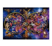 Puzzle neon fluo 1000 pieces constellations - astronomie zodiaque systeme solaire - adulte - set puzzle serie speciale et carte