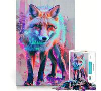 Puzzle Neon Glitch Fox pour Adolescents, 1000 pièces, Jeu Intelligent et apaisant, Motif à Assembler, Joli Cadeau (38x26cm)