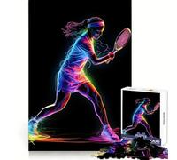 Puzzle néon Joueur de Tennis pour Adolescents 1000 pièces Renforce la mémoire Soulagement du Stress Décoration Murale aux Bords Nets (38x26cm)