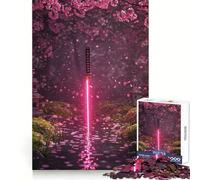 Puzzle Neon Katana dans Un Jardin de cerisiers pour Adultes, 1000 pièces, Logic Boost Toy Group Joy Premium Edge, Surprise d'anniversaire (50x75cm)