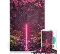 Puzzle Neon Katana dans Un Jardin de cerisiers pour Adultes, 1000 pièces, Logic Boost Toy Group Joy Premium Edge, Surprise d'anniversaire (50x75cm)