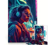Puzzle néon lo-FI Cyberpunk 1000 pièces pour Adultes, stimule la mémoire, Divertissement d'intérieur, Motif à Assembler, Cadeau de Noël (38x26cm)