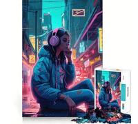Puzzle néon lo-FI Cyberpunk pour Adolescents, 1000 pièces, Jouet de Train logique, Confortable et Relaxant, découpe Lisse, Cadeau de Festival (50x75cm)