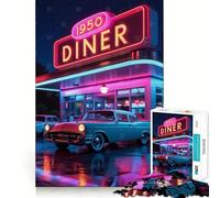 Puzzle Neon Night Diner pour Adultes, 1000 pièces, Jeu de logique et de résolution d'énigmes, Anti-Stress, découpe précise, Cadeau précieux (50x75cm)