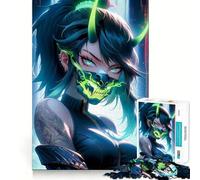 Puzzle Neon Oni 1000 pièces pour Adolescents, Jeu d'entraînement cérébral, Moment créatif en Famille, Cadeau Artistique à Assembler (38x52cm)