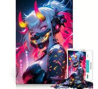 Puzzle Neon Oni Girl pour Adolescents, 1000 pièces, Jouet d'entraînement cérébral, Image relaxante à Assembler, Surprise chaleureuse (38x52cm)