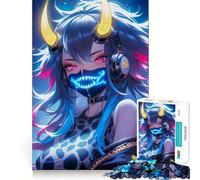 Puzzle Neon Oni Girl pour Adultes, 1000 pièces, Jeu de logique et de résolution d'énigmes, Anti-Stress, découpe précise, Cadeau précieux (50x75cm)