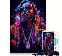 Puzzle néon Portrait avec Lunettes de Soleil pour Adolescent, 1000 pièces, Rappel, Stimulation, détente, découpe Nette, liste de souhaits du Père Noël (38x52cm)