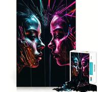 Puzzle néon Portrait pour Adolescents 1000 pièces, Jeu d'entraînement cérébral, activité à Domicile, Art à Assembler, Cadeau Exquis (38x26cm)
