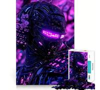 Puzzle Neon Samurai 1000 pièces pour Adolescents, Jeu de logique et de réflexion, Passe-Temps Silencieux, Bords Lisses, Cadeau Unique (50x75cm)