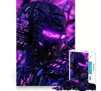 Puzzle Neon Samurai 1000 pièces pour Adultes, Jeu de réflexion Amusant à Partager, découpe Parfaite, pour Les fêtes (38x26cm)