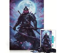 Puzzle Neon Samurai sous la Lune pour Adultes, 1000 pièces, Jeu intellectuel, Anti-Stress, découpe précise, (50x75cm)