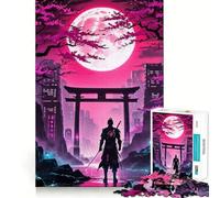 Puzzle Neon Samurai sous la Pleine Lune pour Adultes, 1000 pièces, Jouet Intelligent, Jeu d'intérieur, découpe Nette, Cadeau Parfait (38x52cm)