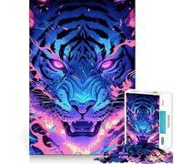 Puzzle Neon Tiger 1000 pièces pour Adultes et Adolescents, Stimulant cérébral, idéal pour Les Groupes, Bords précis, Cadeau élégant (38x52cm)