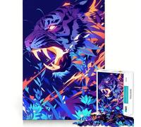 Puzzle Neon Tiger 1000 pièces pour Adultes, Jeu d'entraînement cérébral, Anti-Stress, Art à Assembler, Cadeau de Festival (38x52cm)