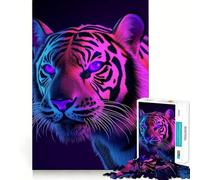 Puzzle Neon Tiger pour Adultes, 1000 pièces, Jeu intellectuel, Anti-Stress, découpe précise, (38x26cm)