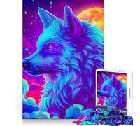 Puzzle Neon Wolf Cosmic Setting pour Adultes, 1000 pièces, Jeu de logique et de résolution d'énigmes, Anti-Stress, découpe précise, Cadeau précieux (50x75cm)