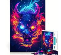 Puzzle Neon Yokai Oni 1000 pièces pour Adultes Jeu Intelligent et Anti-Stress Assemblage du Motif Surprise chaleureuse (38x52cm)