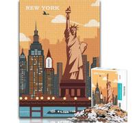 Puzzle New York 1000 pièces, Difficile à compléter mais Amusant et Humoristique avec Affiche et fiche de Questions-réponses Assorties 38x26cm