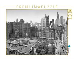 Puzzle · New York d'antan : Broadway, City Hall Park, Le Singer, Park Row | vers 1908 · Vue aérienne d'une oasis de verdure entourée de… · 1000 pièces · Format assemblé 64 × 48 cm · CALVENDO Puzzle