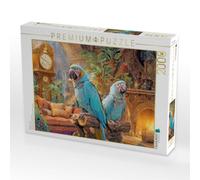 Puzzle · Niedliche Tiere | Die Papageien lieben Pflanzen im Heim · 2000 pièces · Format assemblé 90 × 67 cm · CALVENDO Puzzle
