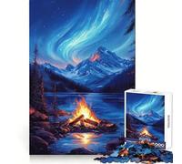 Puzzle Nightfire sous Les Aurores Boréales 1000 Pièces Jeu de Détente et d'Éveil Pièce de Collection Art Découpée avec Précision (38x52cm)