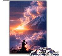 Puzzle Ninja au Coucher du Soleil 1000 pièces pour Adultes et Adolescents, Anti-Stress, séjour Relaxant, avec Affiche et fiche de Questions-réponses (26x38cm)