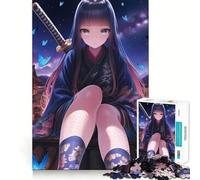 Puzzle Ninja Girl Papillons 1000 Pièces Cadeau pour Adultes Stimule la Mémoire Détente Mentale Découpe Premium Surprise Chaleureuse (38x26cm)