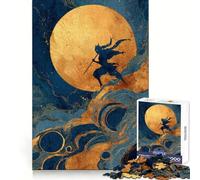 Puzzle Ninja Silhouette sous la Lune Dorée pour Adultes, 1000 Pièces, Jeu de Logique Solide, Anti-Tension, Bords Transparents, Cadeau Premium (38x26cm)
