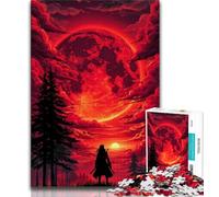 Puzzle Ninja sous la Lune de Sang 1000 pièces pour Adultes et Adolescents, Difficile à compléter mais Amusant et Humoristique avec Affiche et fiche de Questions-réponses Assorties 38x26cm