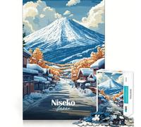 Puzzle Niseko Japon Paysage d'hiver 1000 pièces Puzzle pour Adultes Jeu de réflexion Loisirs et Divertissement Qualité supérieure Joli présent (50x75cm)
