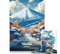Puzzle Niseko Paysage d'hiver du Japon pour Adolescents 1000 pièces Stimule la mémoire Jeu d'intérieur Image à Assembler Cadeau de Vacances (38x52cm)