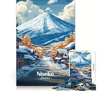 Puzzle Niseko Paysage d'hiver du Japon pour Adolescents 1000 pièces Stimule la mémoire Jeu d'intérieur Image à Assembler Cadeau de Vacances (38x52cm)