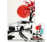 Puzzle Nissan GT-R avec Fleurs de Cerisier, 1000 pièces, pour Adolescents, Jeu de logique Clair, détente et découpe Parfaite, (38x52cm)