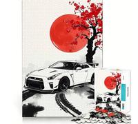Puzzle Nissan GT-R avec Fleurs de Cerisier, 1000 pièces, pour Adultes, Stimulant la mémoire, Jeu apaisant, découpe de qualité supérieure, (38x26cm)