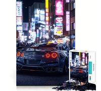Puzzle Nissan GT-R dans Neon City, 1000 pièces, Jeu de réflexion apaisant, découpe de précision, pièce de Collection (38x26cm)