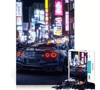 Puzzle Nissan GT-R dans Neon City, 1000 pièces, pour Adolescents, Jeu de logique et de réflexion, découpe précise, Cadeau Exceptionnel (38x52cm)