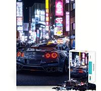 Puzzle Nissan GT-R dans Neon City, 1000 pièces, pour Adultes, Jeu de réflexion et de Concentration, Loisirs à Domicile, pour Les vœux de Noël (50x75cm)