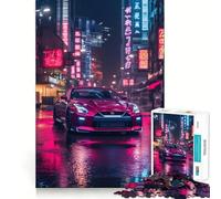 Puzzle Nissan GT-R dans Neon City pour Adolescents, 1000 pièces, Jeu de logique Robuste, Silencieux, Bords Nets, Cadeau élégant (38x52cm)