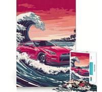 Puzzle Nissan GT-R Rouge Wave 1000 pièces pour Adolescents, Jouet cognitif, Passe-Temps Calme, Finition Premium, liste de souhaits du Père Noël (38x52cm)