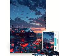 Puzzle Nissan GTR R After Rain, 1000 pièces, pour Adultes Un Jeu de logique Solide, Simple et Amusant, avec Une découpe de précision Idée Cadeau de Noël (50x75cm)