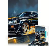 Puzzle Nissan Skyline GT-R R Drift Difficile pour Adultes 1000 Pièces Jeu de mémoire Facile à Assembler Cadeau Artistique (38x26cm)
