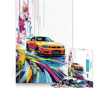 Puzzle Nissan Skyline R Art Abstrait pour Adolescents 1000 pièces Jeu Intelligent à Partager en Famille Motif à Assembler Choix du Père Noël (38x26cm)