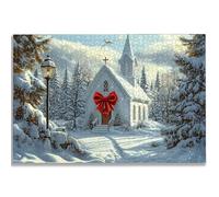 Puzzle Noël 1000 Pièces Adultes, Puzzle 1000 Pièces pour Adultes et Enfants à Partir de 14 Ans, Église Puzzles Bois de Qualité Supérieure avec Une Boîte d'emballage Exquise, Cadeau Femme/Homme, -3005