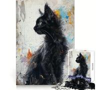 Puzzle Noir Feline Elegance 1000 pièces, Jeu d'éveil et de réflexion, pièce de Collection découpée avec précision (38x52cm)